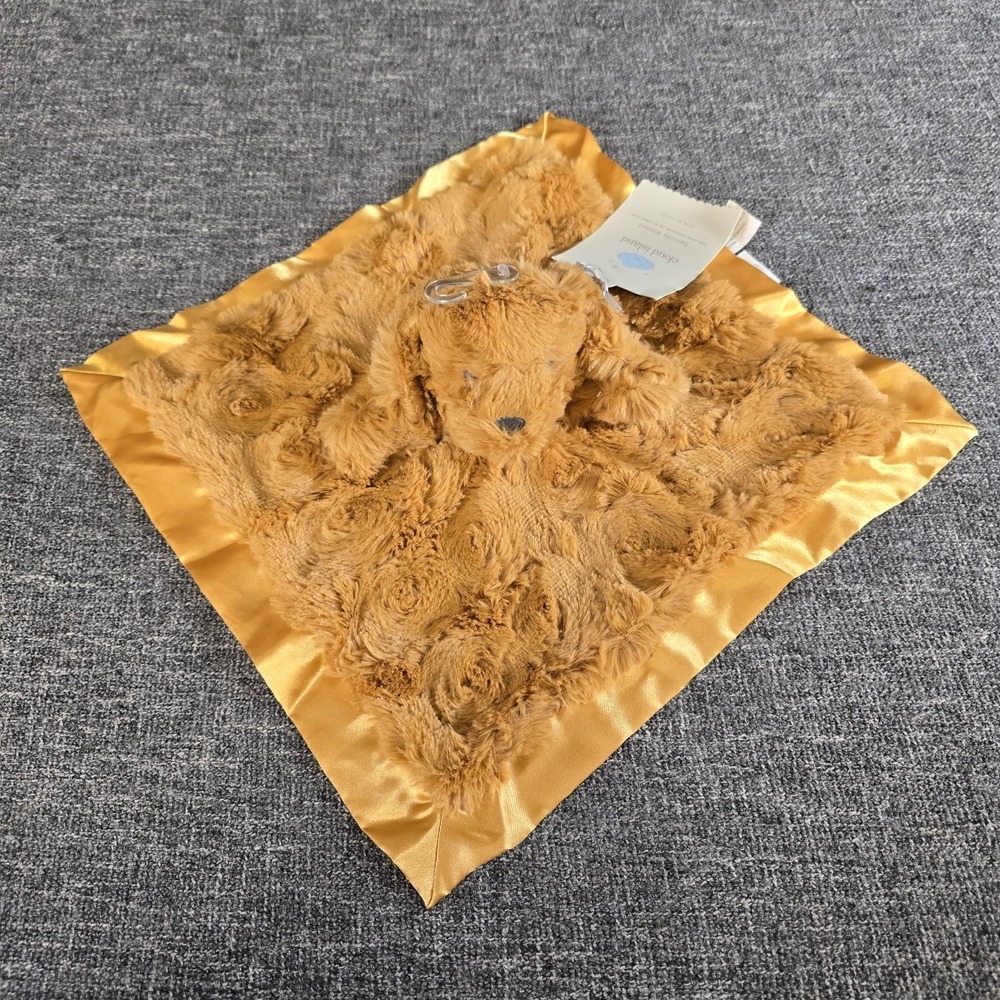 Cloud Island Brown Puppy Dog Plush Lovey Satin Trim Back Security Blanket NEW